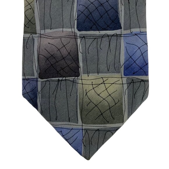 J Jerry Garcia Mens Silk Tie Overlooking The Desert Blue Gray Geometric Abstract - Picture 2 of 5